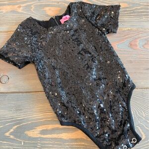 Black Sequin Kids Bodysuit